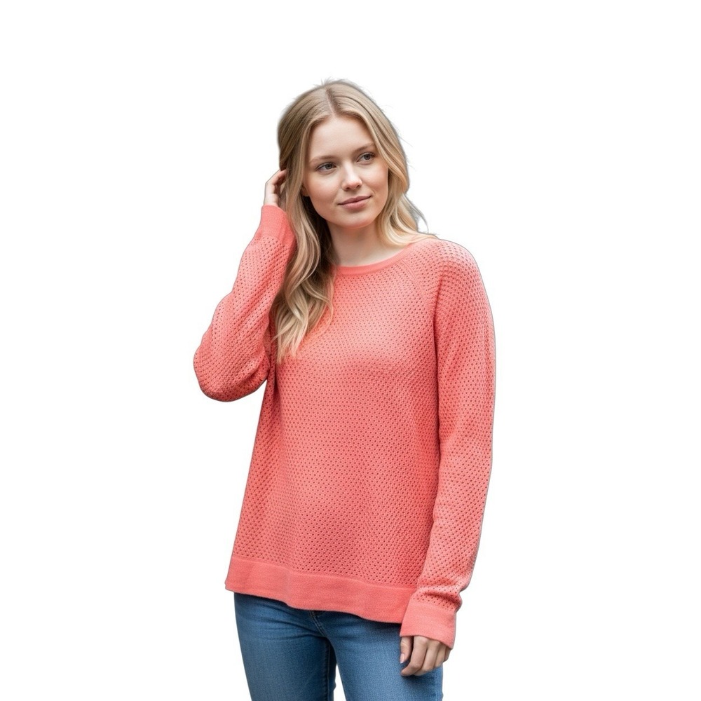Marine Layer Coral Pink Open‎ Knit Sweater XS Lightweight Long Sleeve